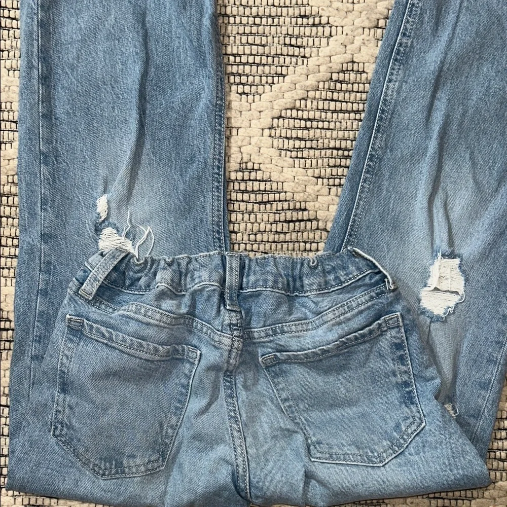 GAP Denim Girl Light Blue Straight Distressed Jeans with waist adjusters size 12